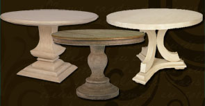 Find round pedestal dining tables in French style.